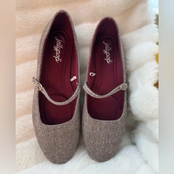 Jellypop Women's Tweed Mary Jane Flats - Picture 1 of 8